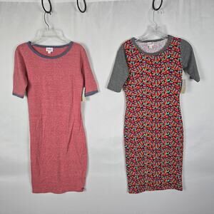 2 LuLaRoe T-Shirt Dress Women's XXS Multi-Color Short Sleeve Mini Round Neck NWT